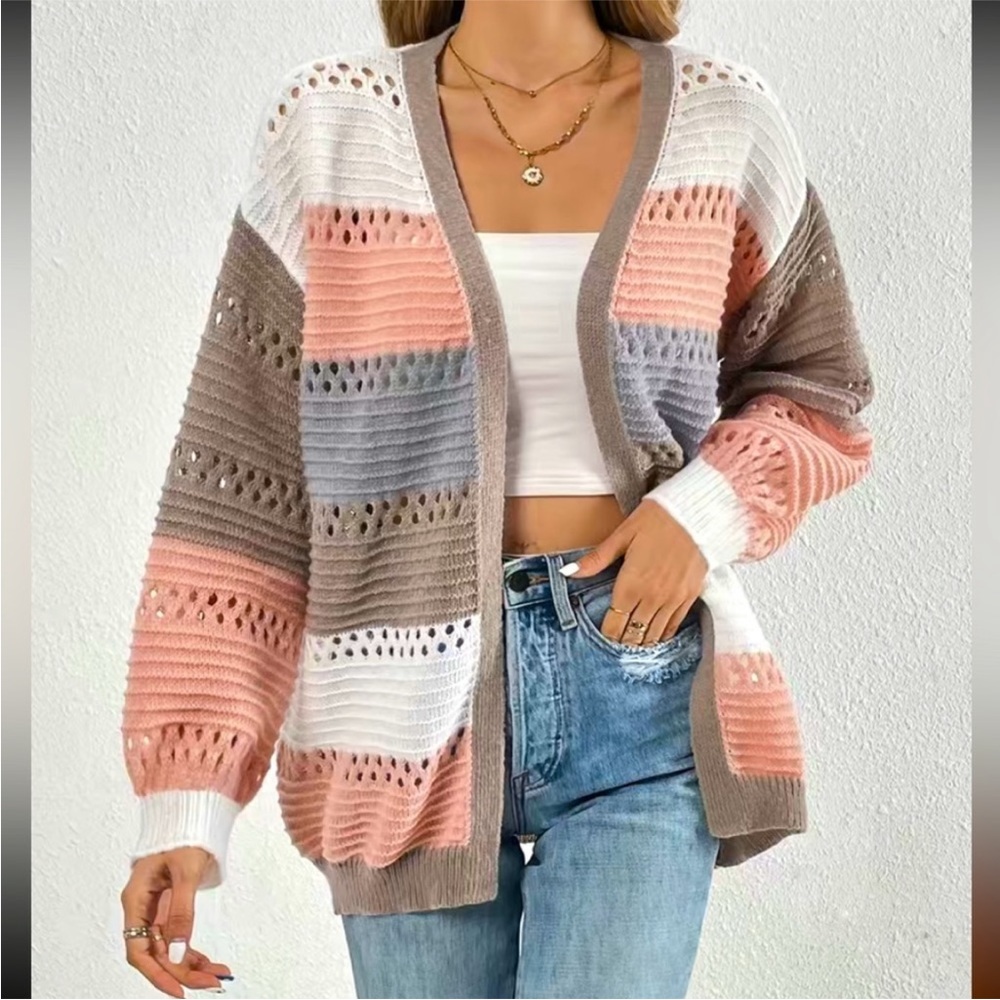 Color Block Knit Cardigan